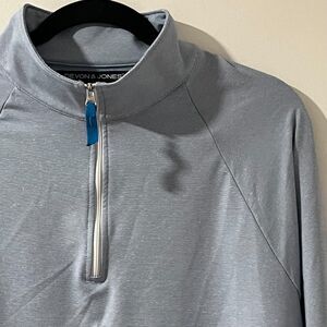 Devon & Jones Mens DG480 Quarter Zip Pullover‎ Blue Heathered Performance Top M